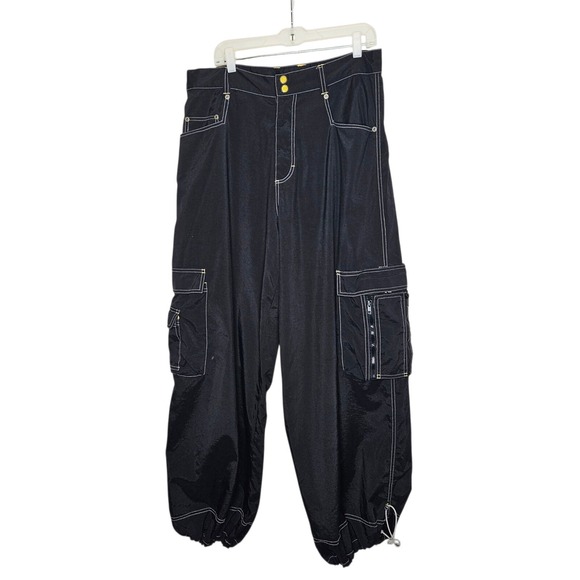 Kikwear Vintage 90 Y2k Cargo‎ Parachute Pants Baggy Wide Leg Rave Skater Rare 36